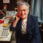Sister Eustace Caggiano in her office at the Cardinal Cushing Resource Center in 1995.